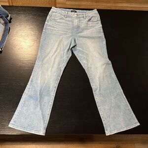 Express jeans cropped flare high rise rose gold accents women’s small 6